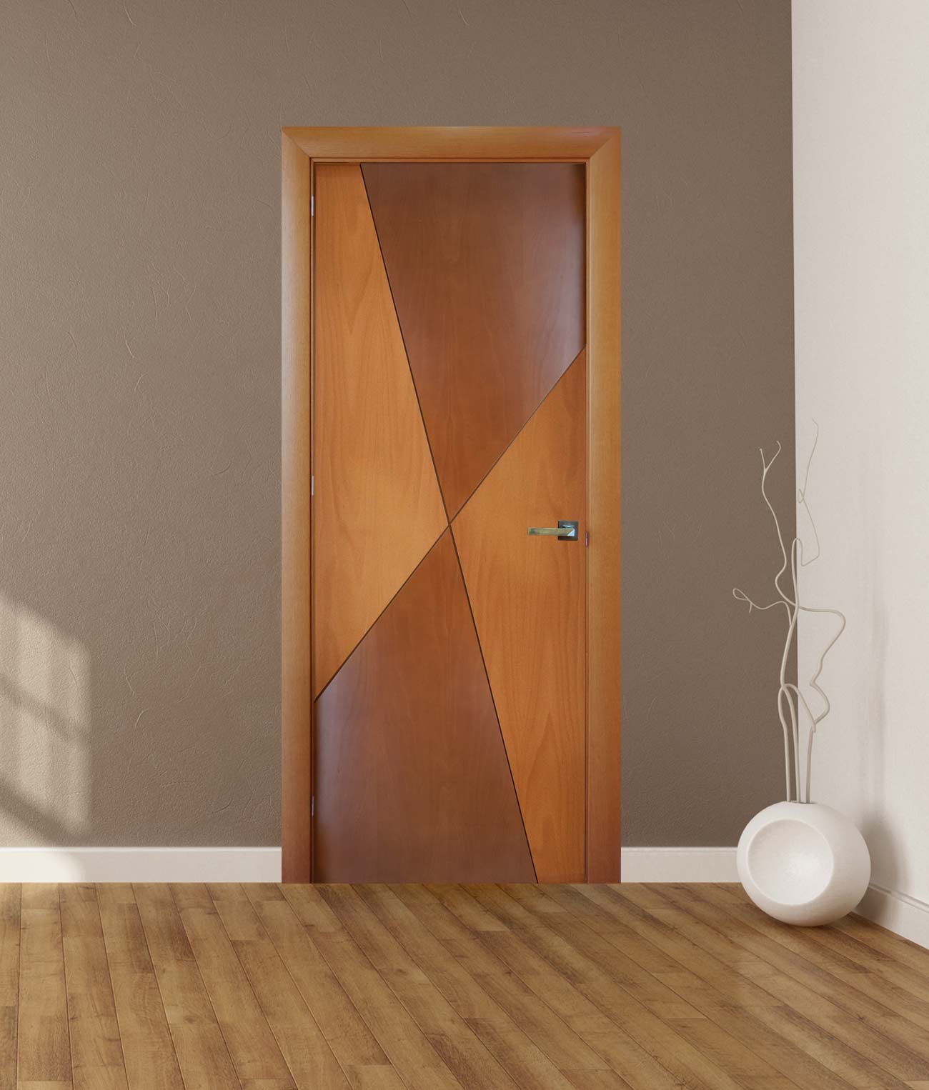 Puerta diseño en madera dos colores